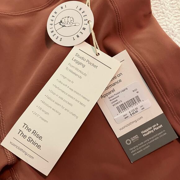 NWT Vuori Women’s Studio Pocket Legging in Rosewood Pink-Medium - Picture 12 of 15